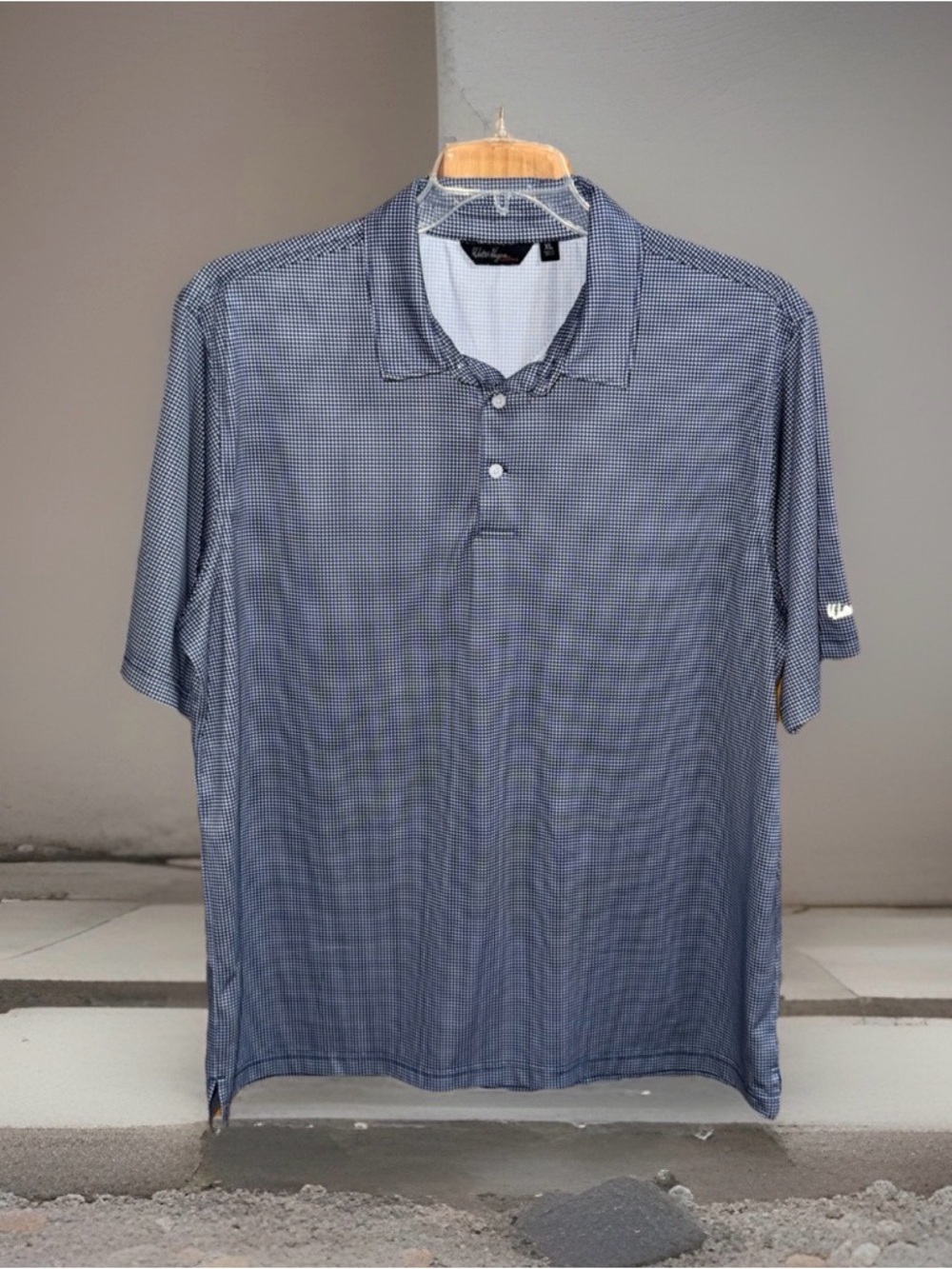 Walter Hagen Men’s Navy Micro-Check Polo Shirt-XL-EC